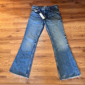 Zara Distressed Blue Flare Jeans NWT women’s 8
